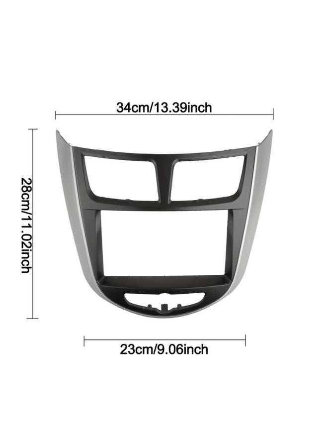 Hyundai Accent i25 Verna Solaris 2010 2017 2 Din Radio Fascia Silvery Black Trim Kit - Image 2